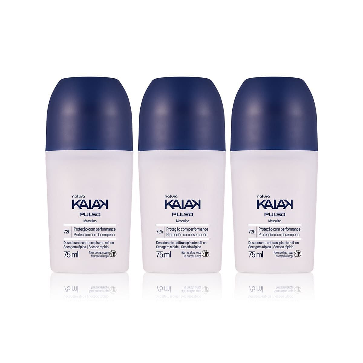 Kit Desodorante Antitranspirante Roll On Kaiak Pulso Masculino 3 un de 75 Ml