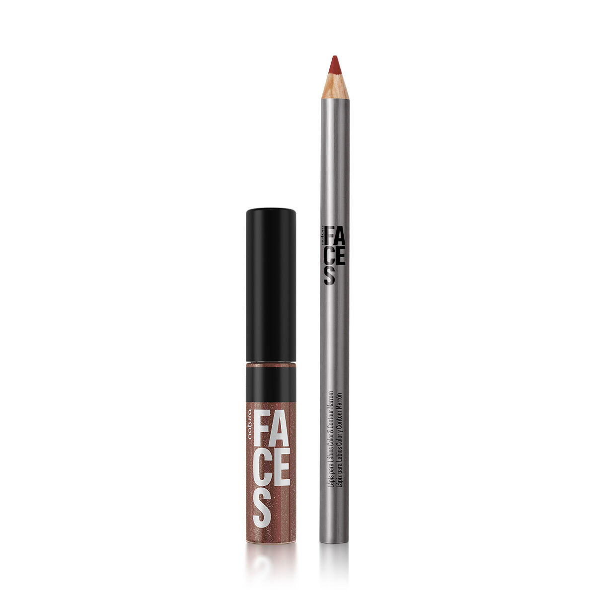 Kit Faces Lip Combo Gloss Brown Star e Lapis Marrom