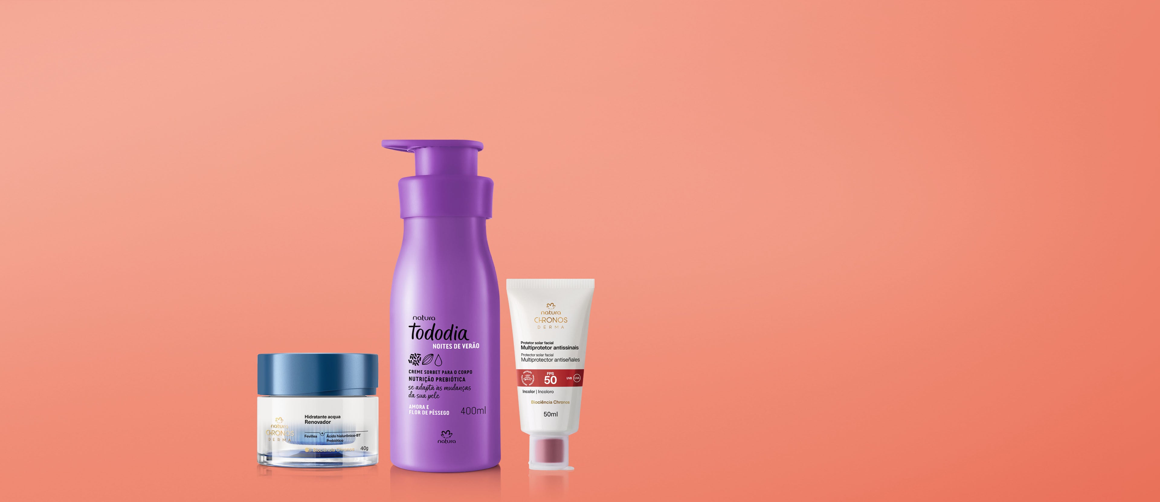 Kit Verão Chronos Derma e Tododia Amora e Flor de Pêssego