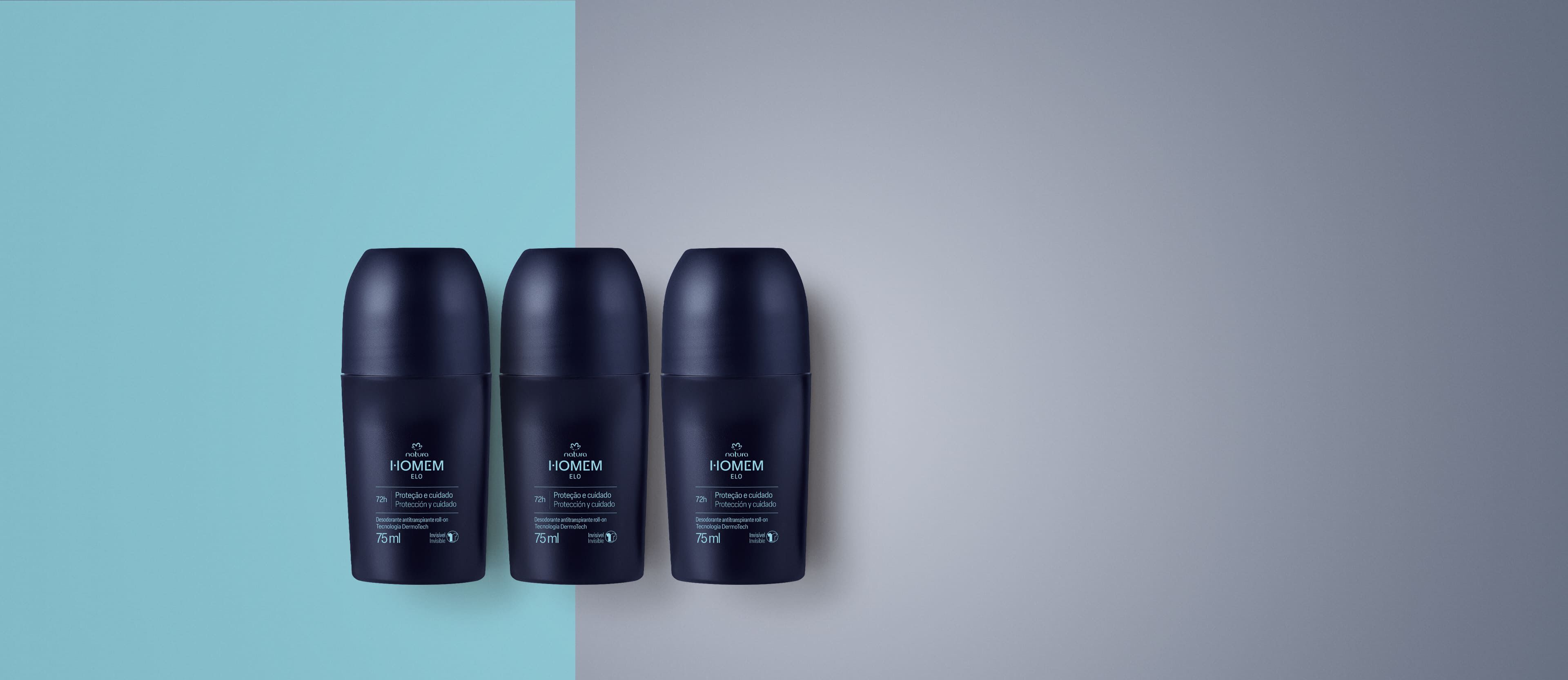 Kit Desodorante Antitranspirante Roll-On Natura Homem Elo (3 unidades)