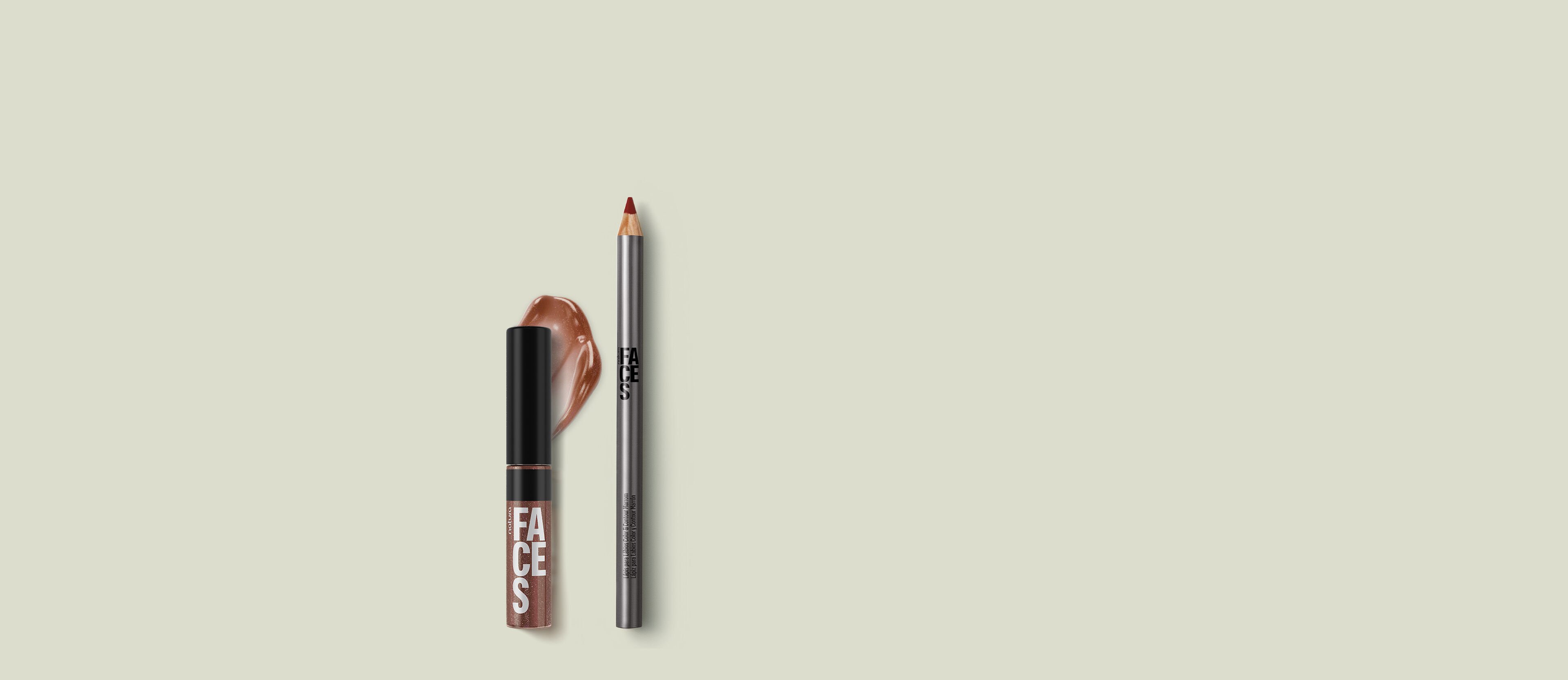 Kit Faces Lip Combo Gloss Brown Star e Lápis Marrom