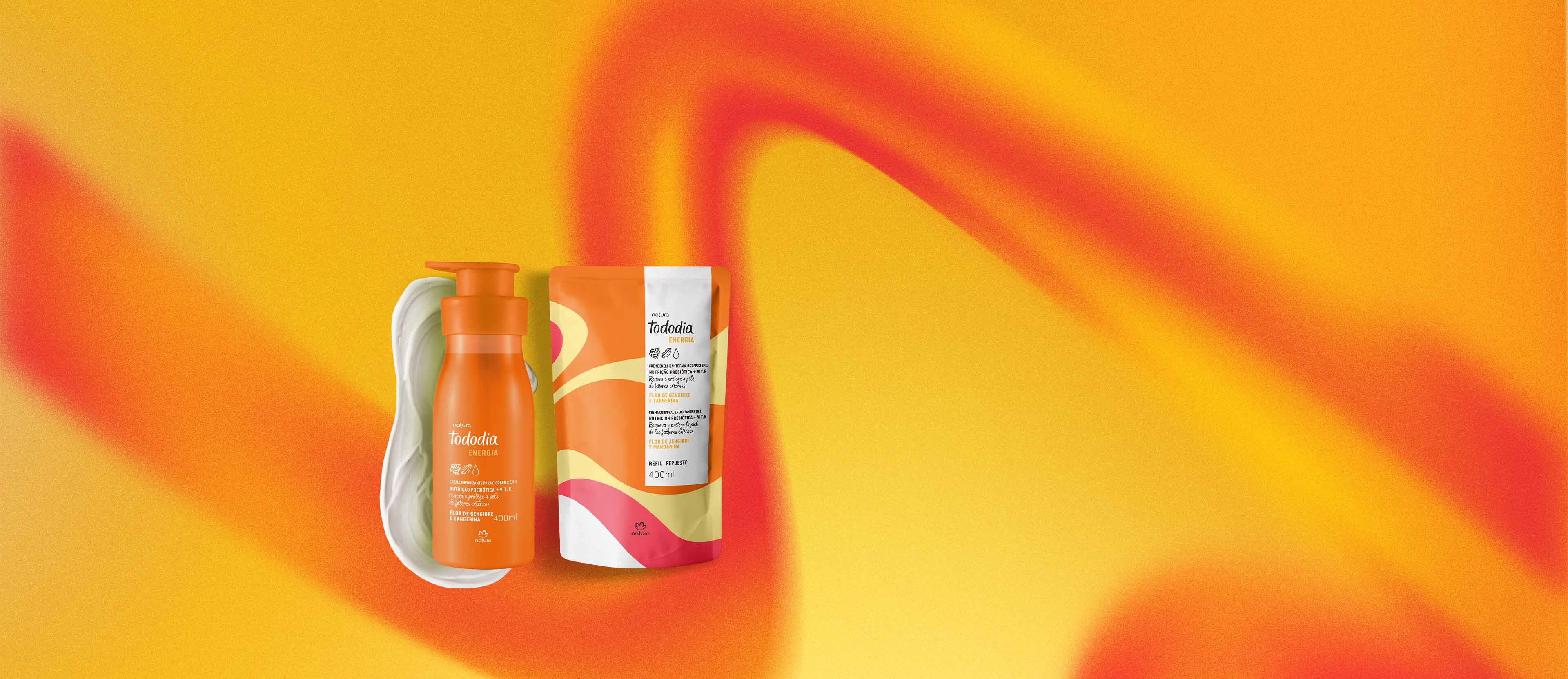 Kit Creme Nutritivo com Refil Tododia Energia Flor de Gengibre e Tangerina