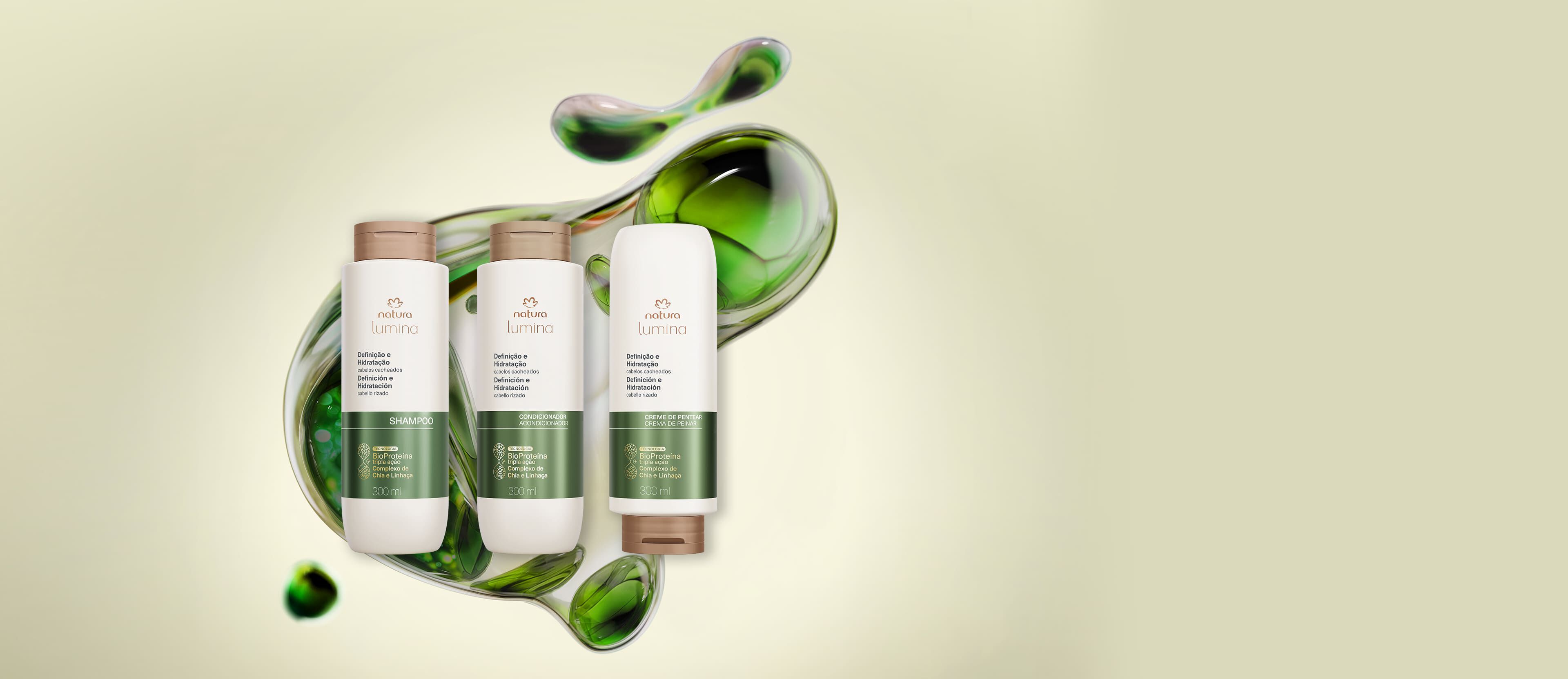 Kit Lumina Cacheados Shampoo, Condicionador e Creme para Pentear (3 produtos)