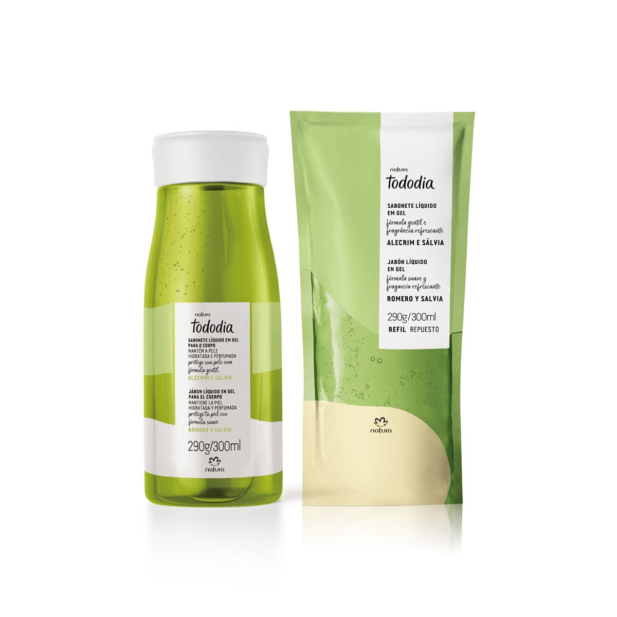 Kit Sabonete Líquido em Gel Alecrim e Sálvia Tododia + Refil (2 produtos)