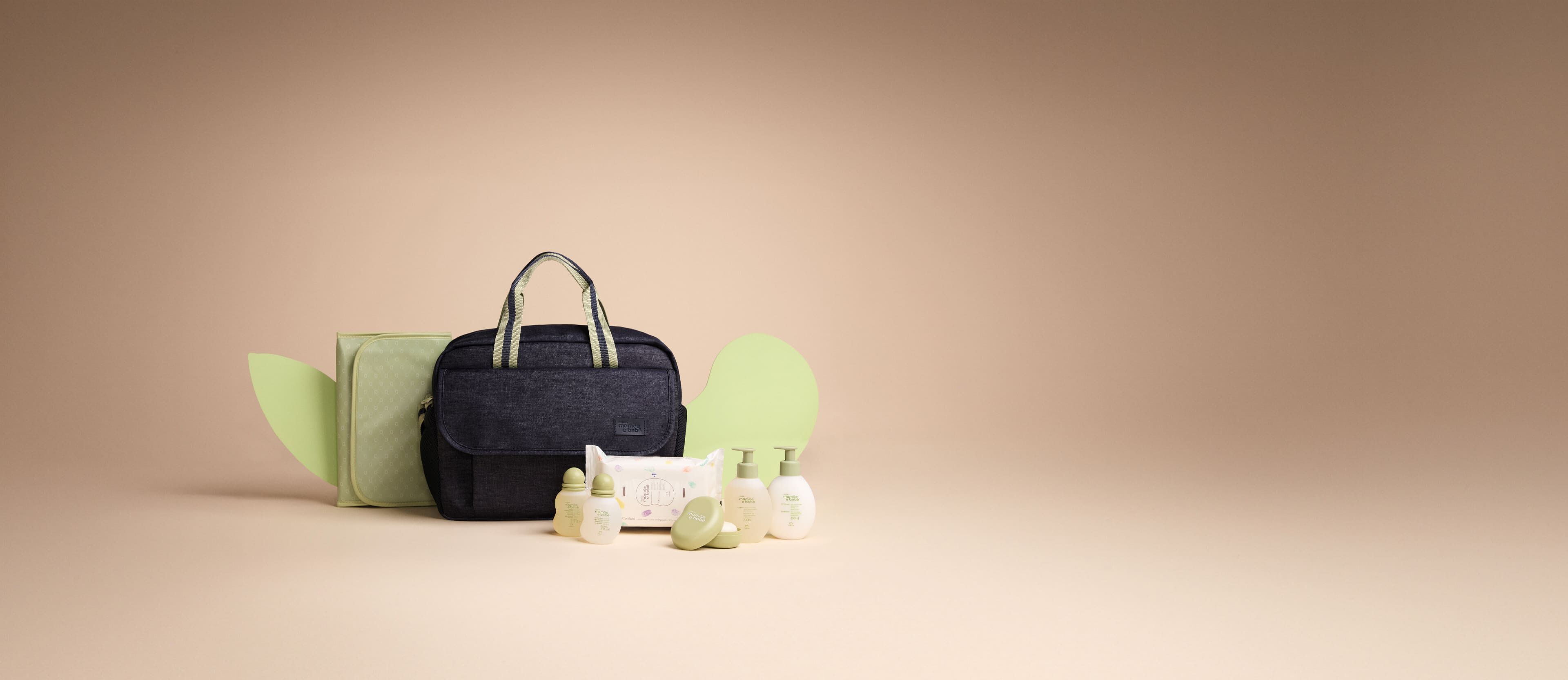 Conjunto Mamãe e Bebê com bolsa e trocador (7 produtos)