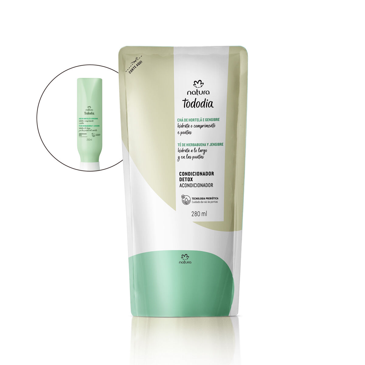 Refil Condicionador Detox Tododia Cha de Hortela e Gengibre 280 Ml