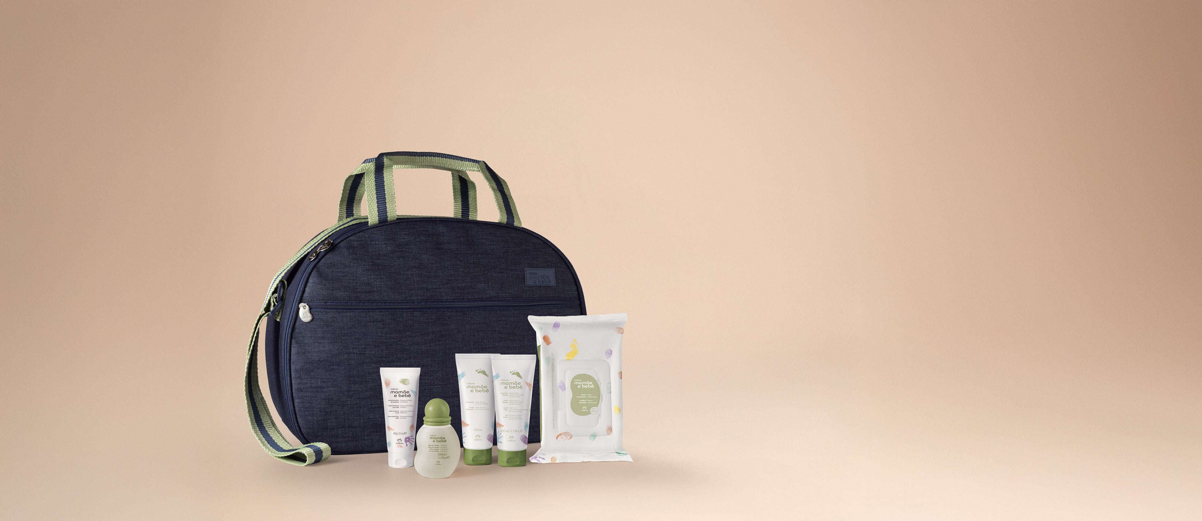 Kit Mamãe e Bebê com Mala Maternidade (6 produtos)