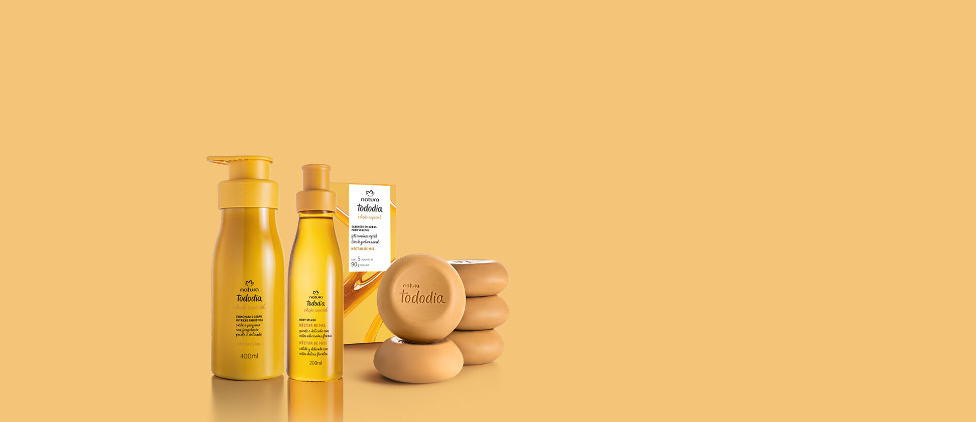 Kit Tododia Body Splash, Creme para o Corpo e Sabonete Néctar de Mel (3 produtos)