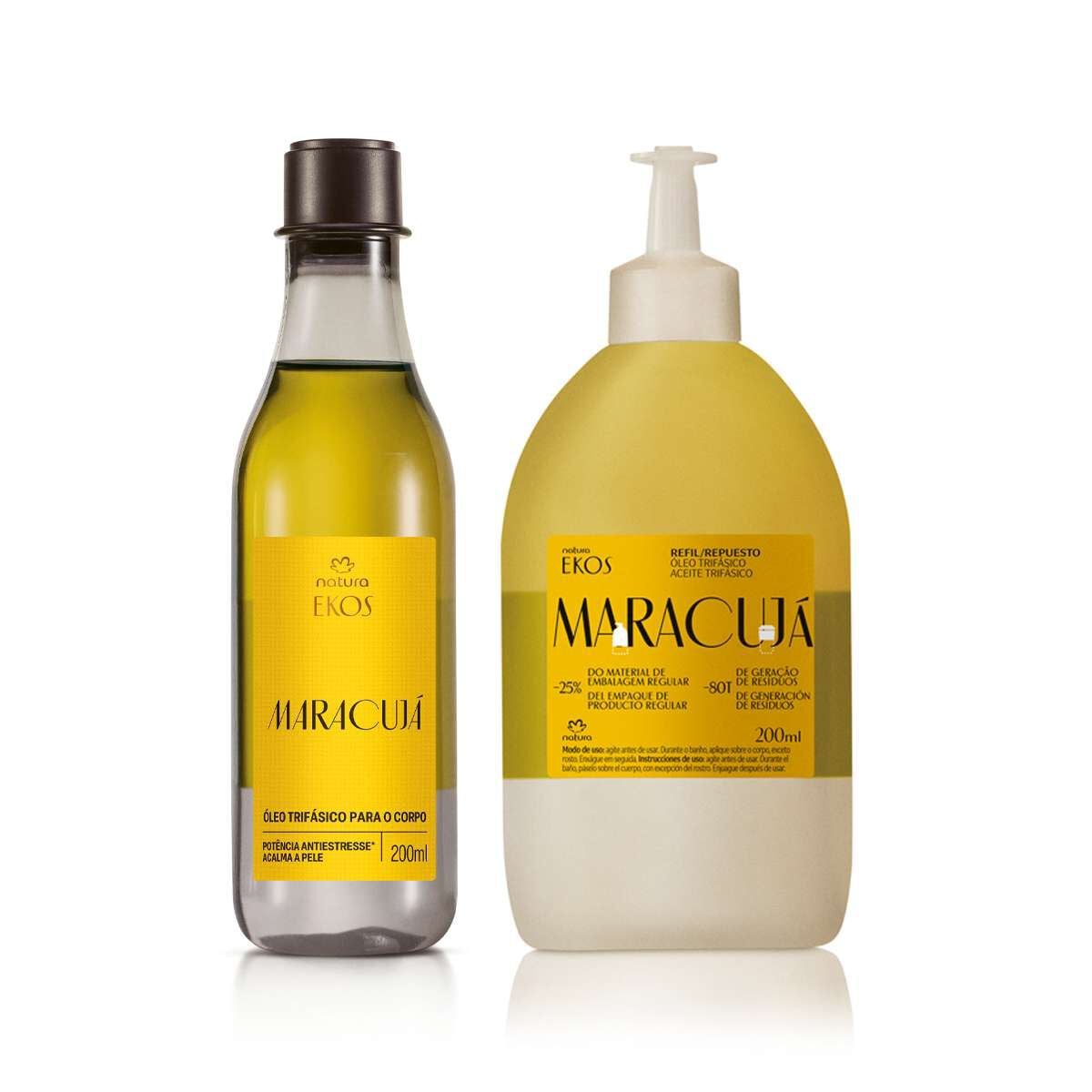 Kit Óleo Trifasico Desodorante Corporal Ekos Maracuja com Refil 200 Ml