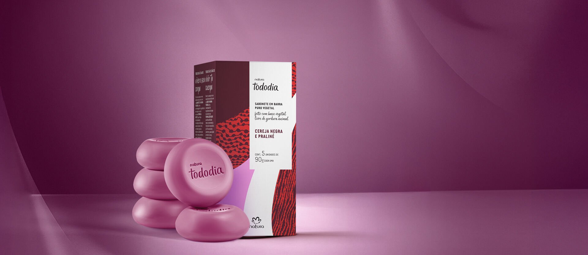 Sabonete em Barra Puro Vegetal Tododia Cereja Negra e Praliné