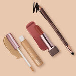 Kit Una Corretivo Cobertura Extrema 24h, Lápis Kajal Preto e Batom CC Nude 2C