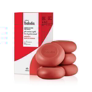 Sabonete em Barra Puro Vegetal Tododia Morango e Baunilha Dourada 5 un de 90 g
  