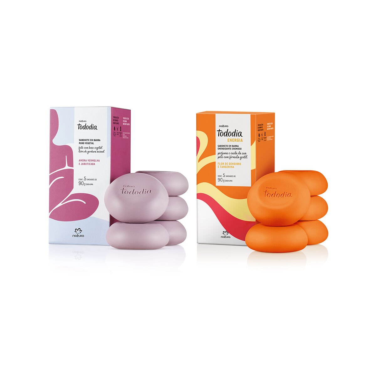 Kit Sabonete em Barra Tododia Amora Vermelha e Jabuticaba e Tododia Flor de Gengibre e Tangerina (2 caixas)