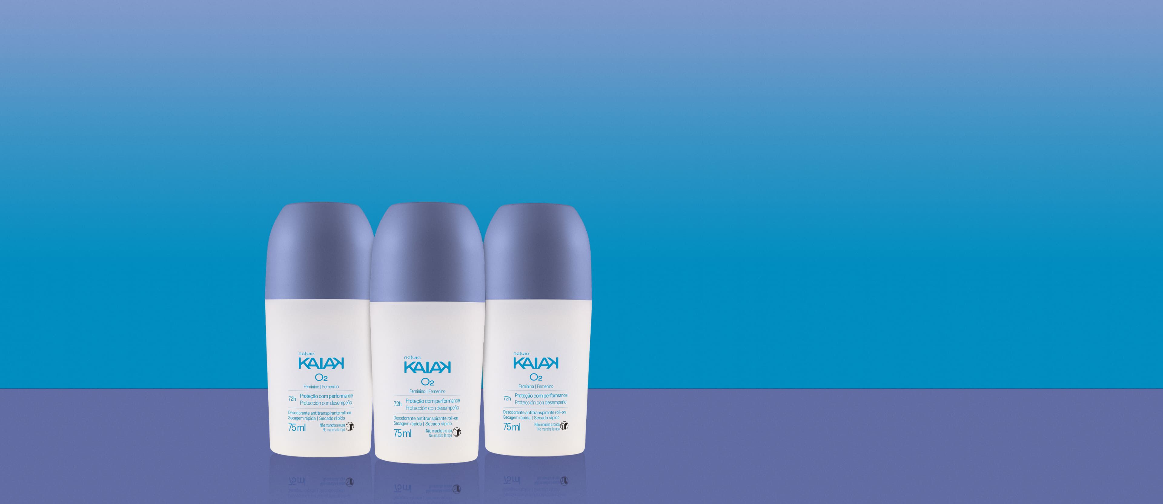 Kit Desodorante Antitranspirante Roll-on Kaiak O2 Feminino (3 unidades)