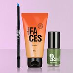 Kit Gel Glitter, Delineador Azul e Esmalte Verde Paramaribo Natura Faces