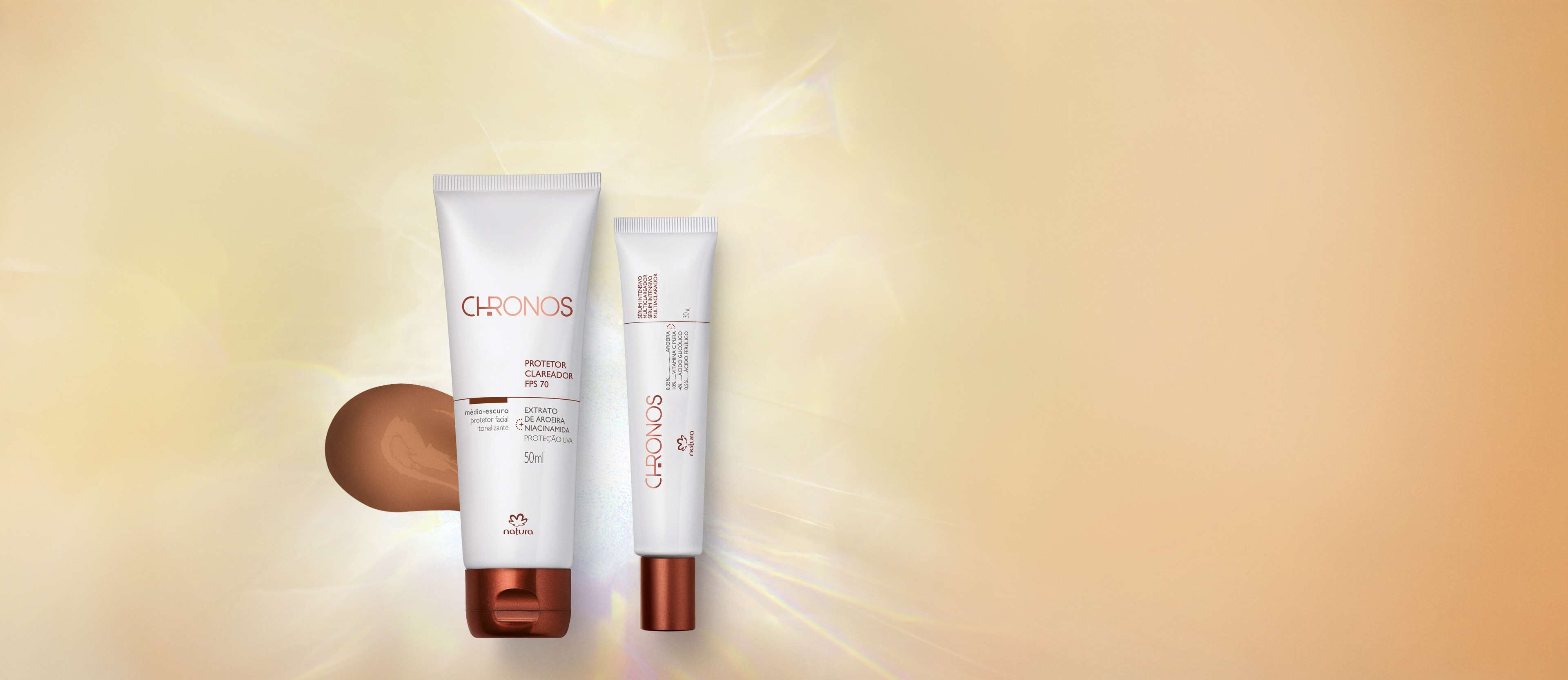 Kit Sérum e Protetor Multiclareador FPS 70 Chronos Derma (2 produtos)