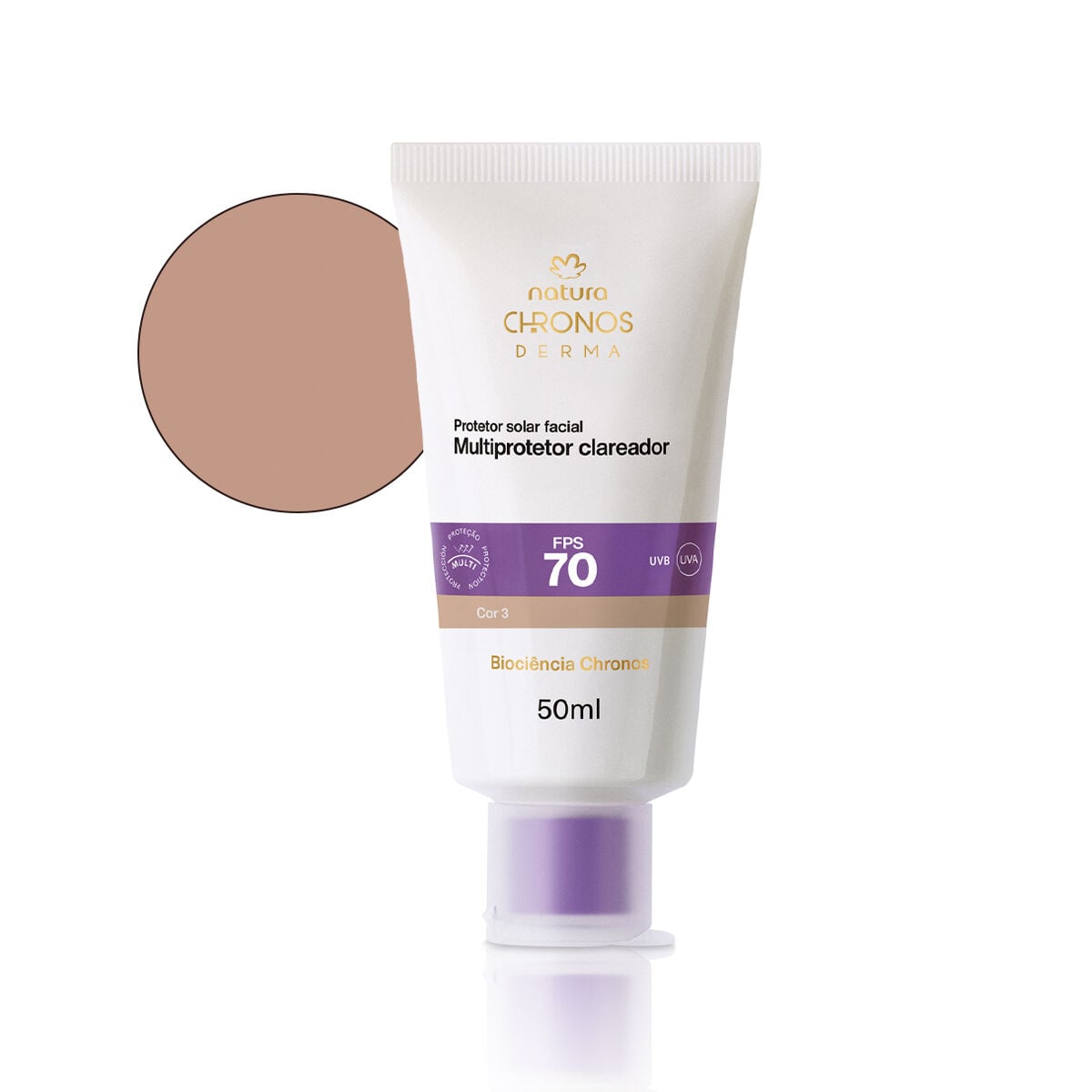 Protetor Solar Facial Multiprotetor Clareador Fps 70 Chronos Derma 50 Ml