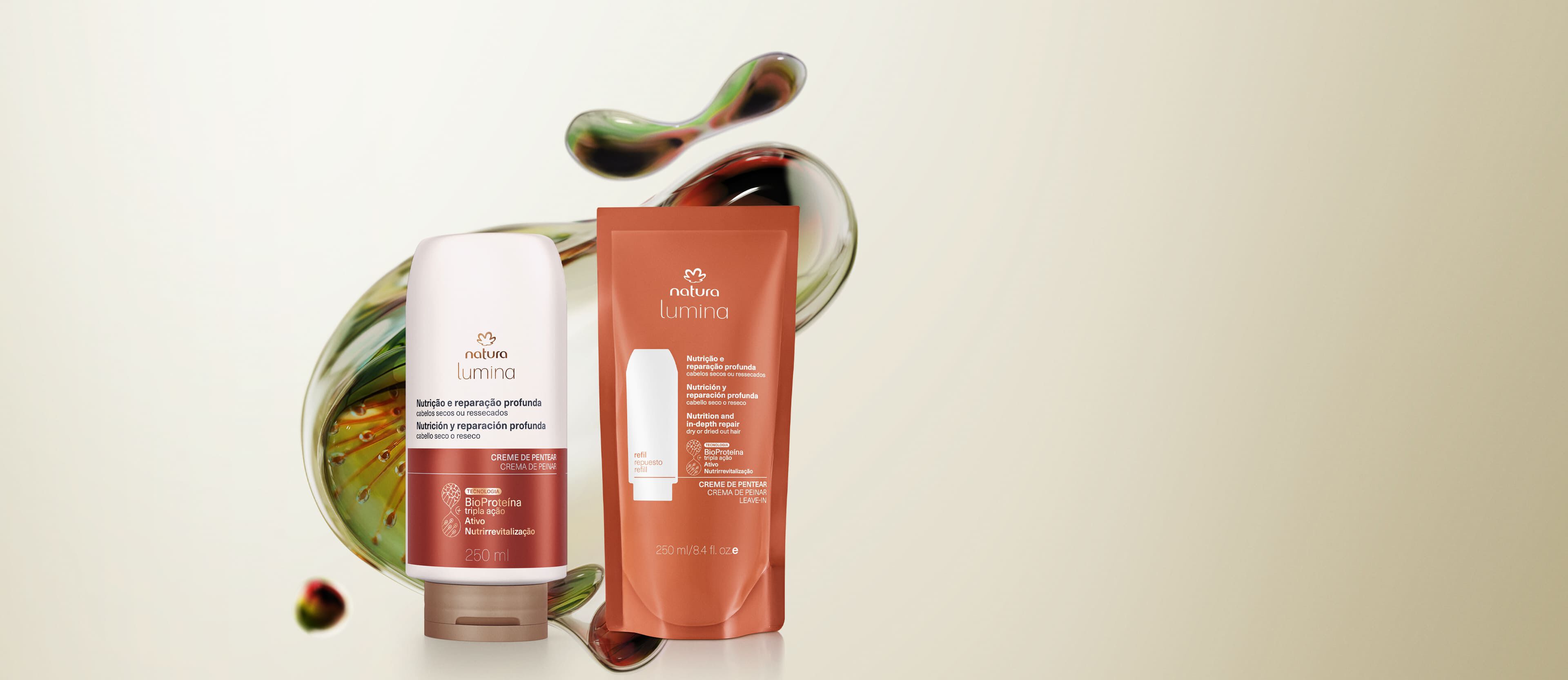 Kit Creme de Pentear Nutrição e Reparação Profunda Lumina com Refil (2 produtos)