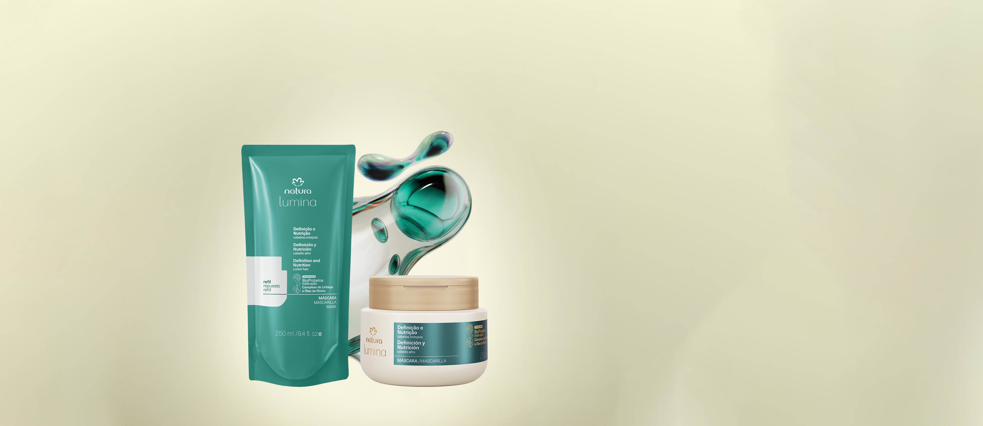 Kit Máscara com Refil Lumina Definição e Nutrição para Cabelos Crespos