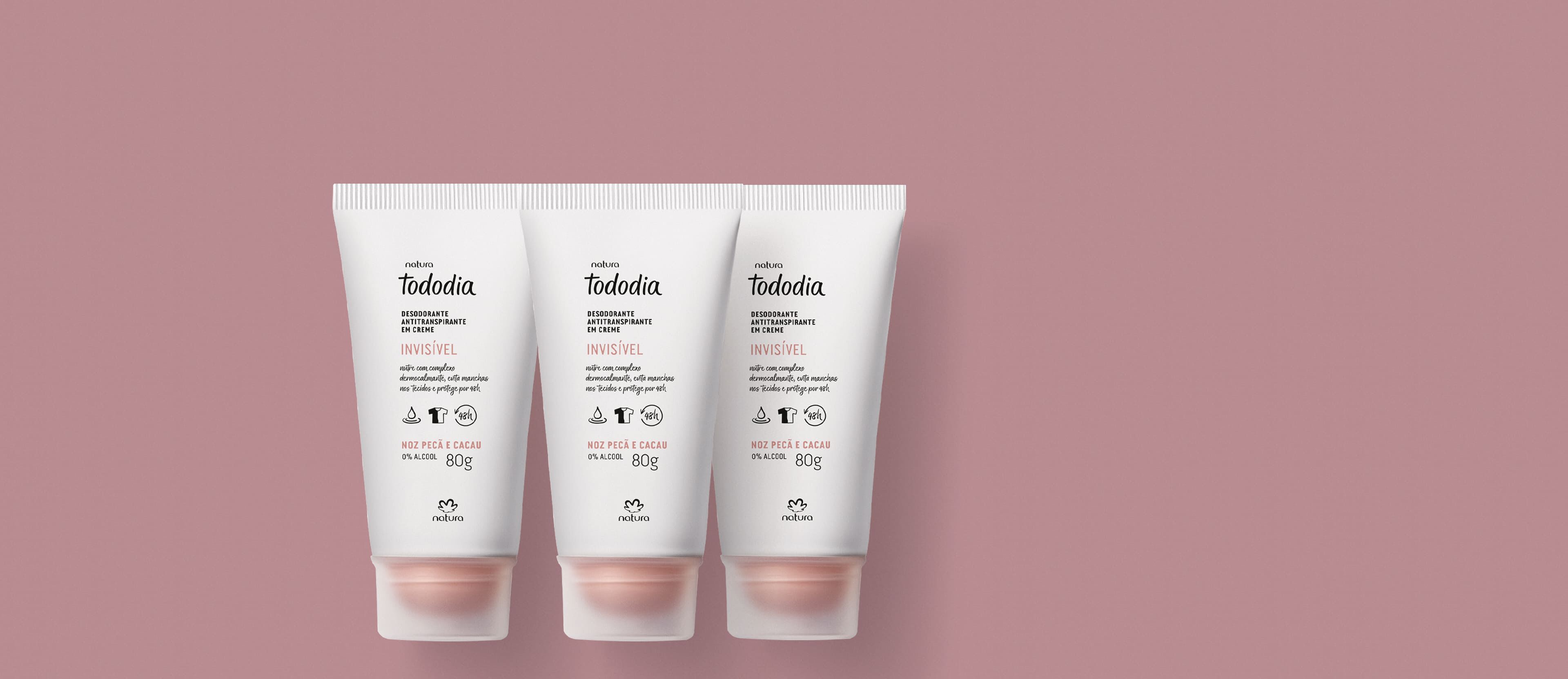 Kit Desodorante Antitranspirante em Creme Tododia Noz Pecã e Cacau (3 unidades)