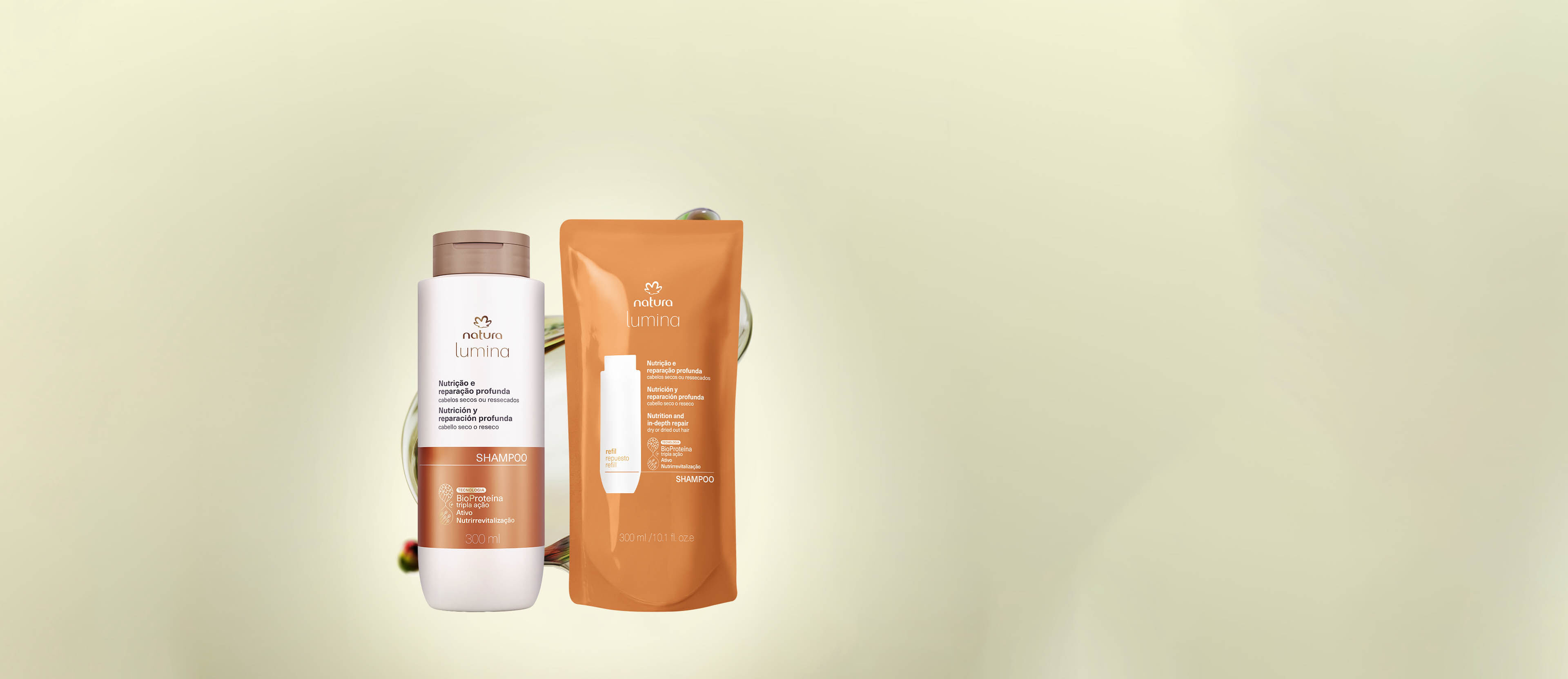 Kit Shampoo com Refil Lumina Nutrição e Reparação Profunda