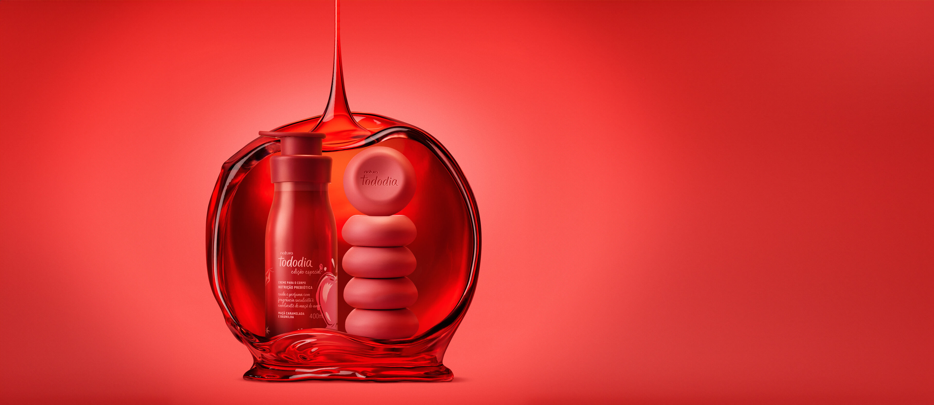 Kit Sabonete em Barra e Creme Nutritivo Tododia Maçã Caramelada e Baunilha