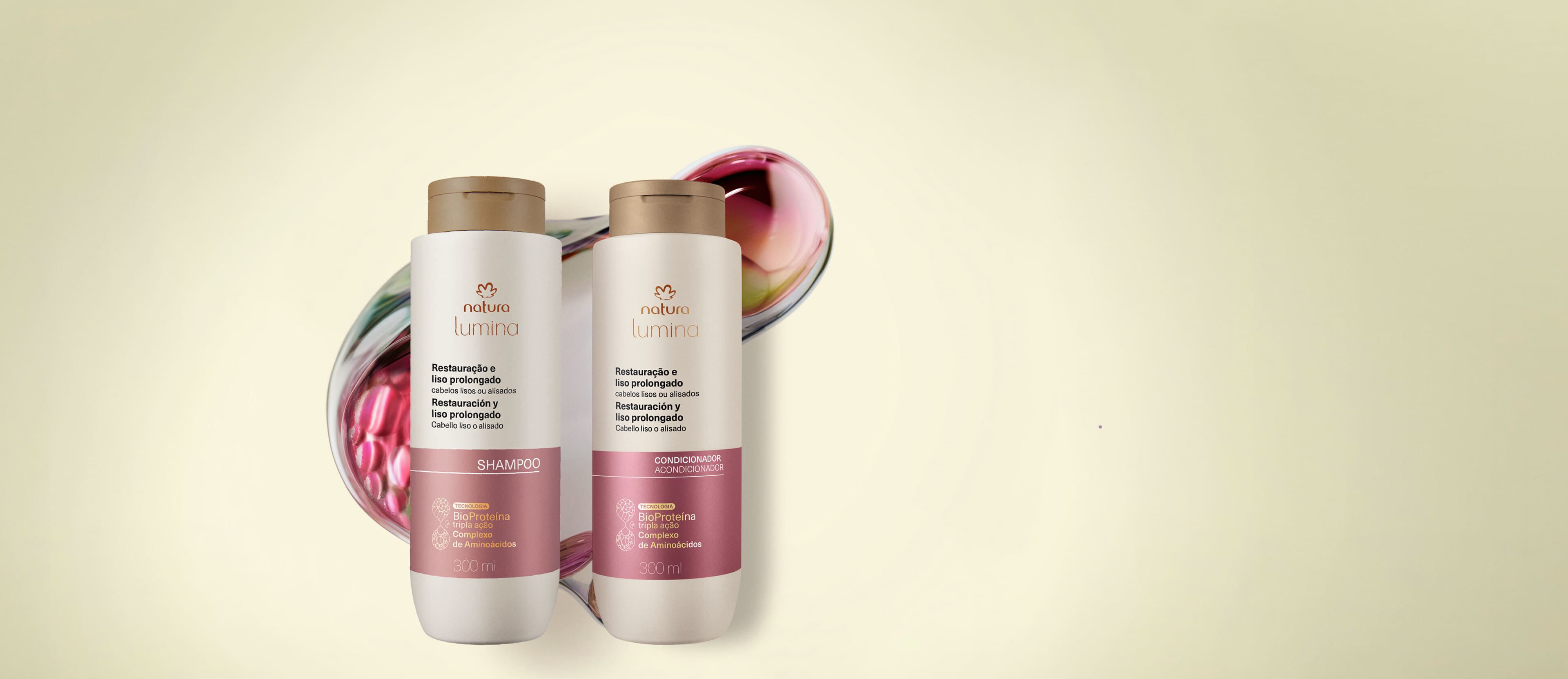Kit Shampoo e Condicionador Lumina para Restauração e Liso Prolongado (2 produtos)