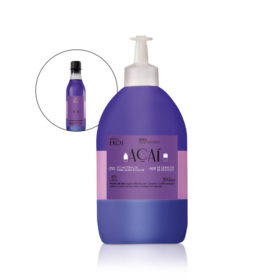 Repuesto Aceite Trifásico Desodorante Corporal Ekos Acai 200 Ml