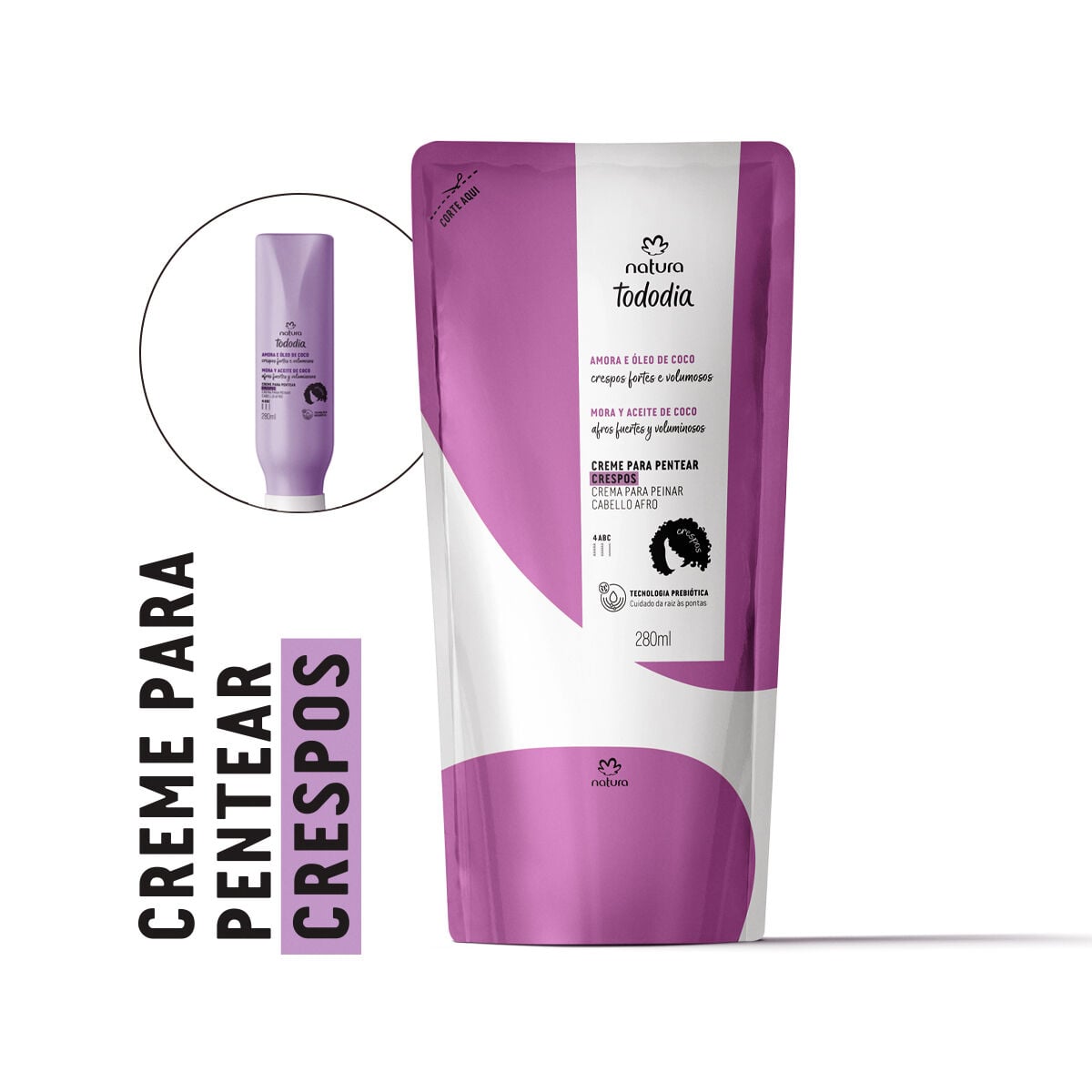 Refil Creme para Pentear Crespos Tododia Amora e Óleo de Coco 280 ml