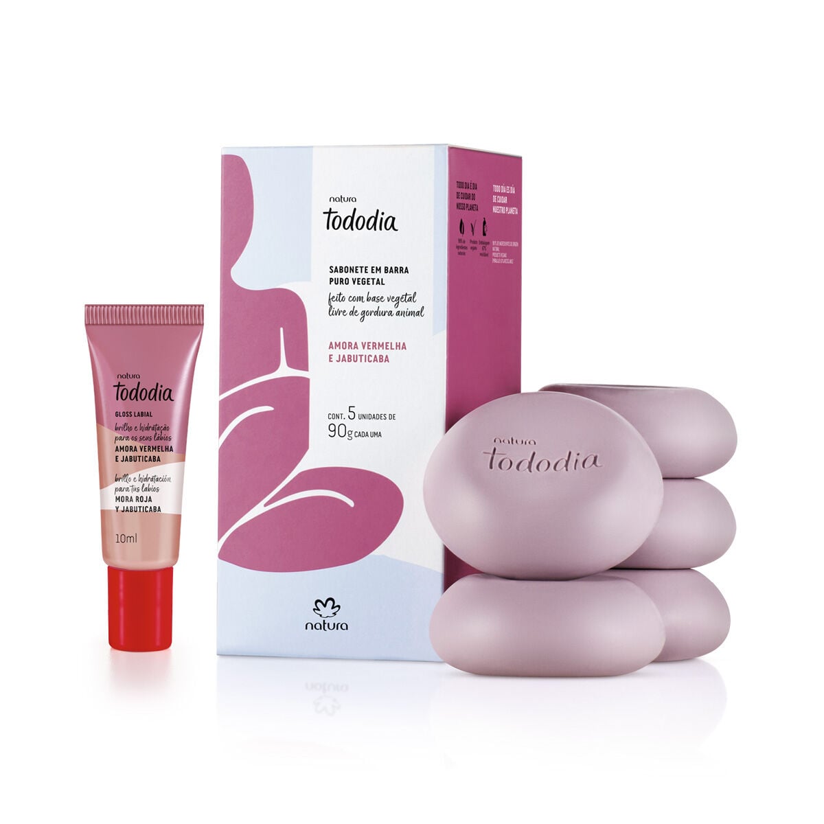 Kit Tododia Amora Vermelha e Jabuticaba com Sabonete e Gloss (2 Produtos)