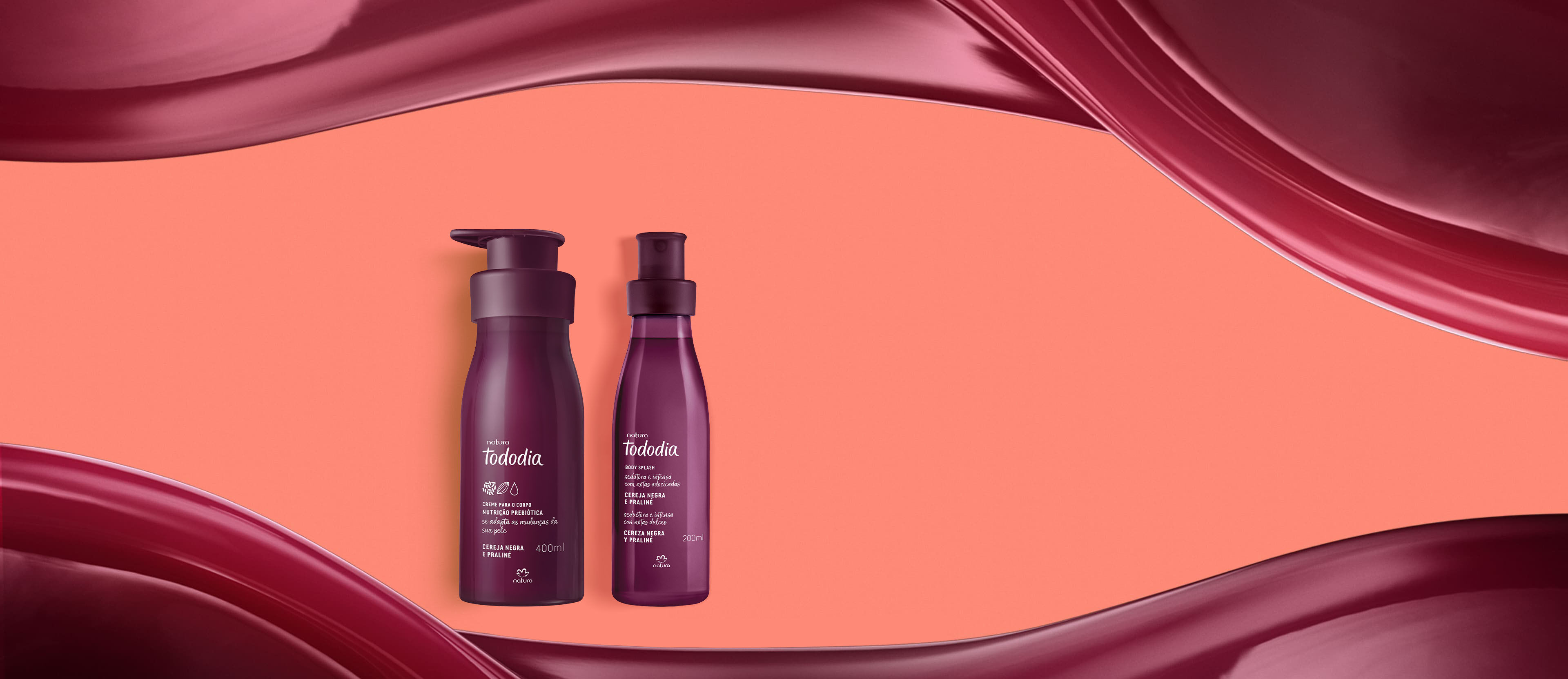 Kit Creme Nutritivo com Body Splash Tododia Cereja Negra e Praliné