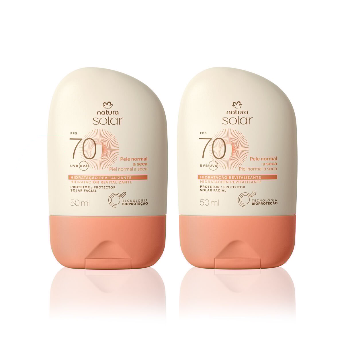 Kit Protetor Solar Facial Pele Normal a Seca FPS 70 Natura Solar (2 unidades)