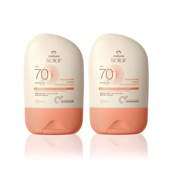 Kit Protetor Solar Facial Pele Normal a Seca FPS 70 Natura Solar (2 unidades)