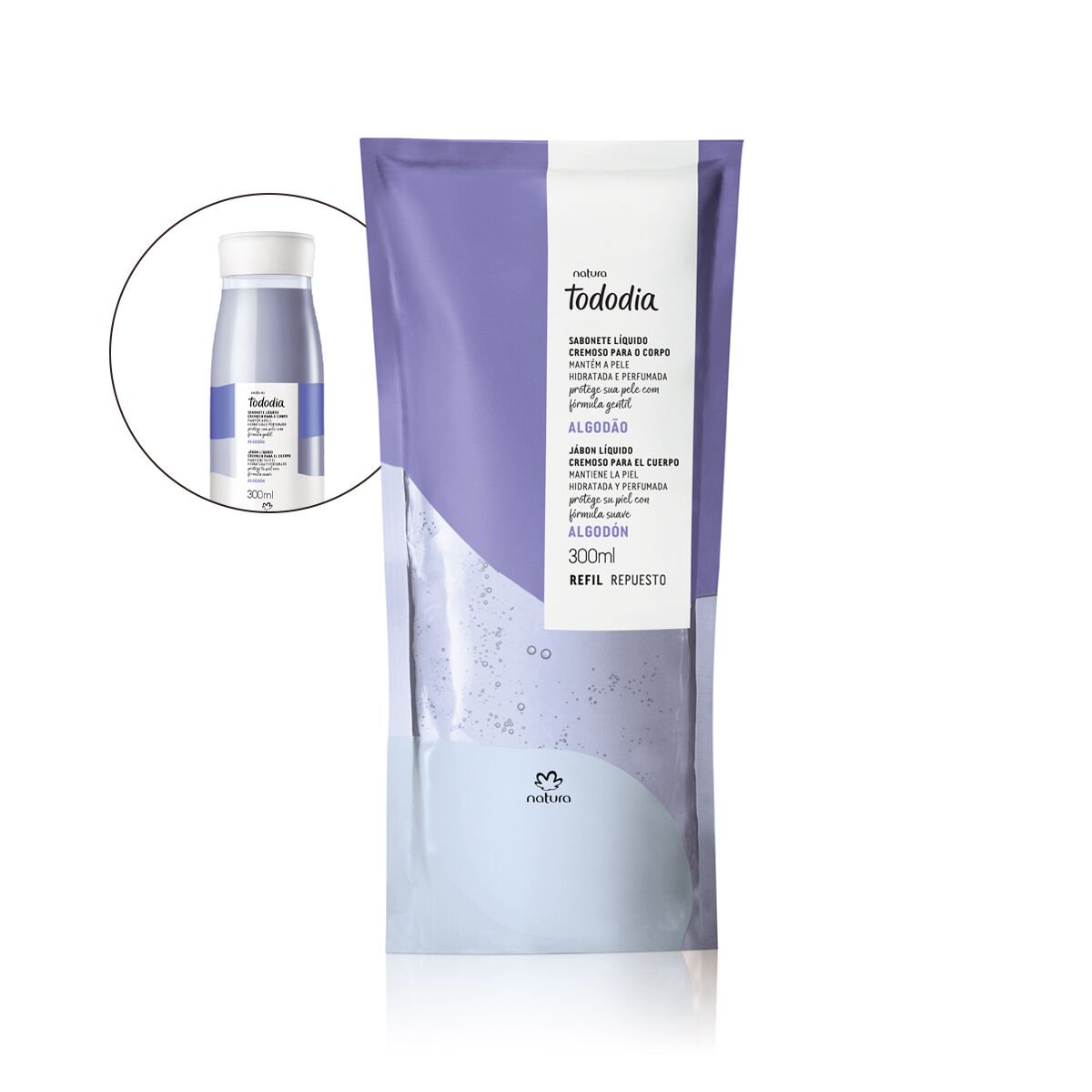 Refil Sabonete Líquido Cremoso para o Corpo Tododia Algodão