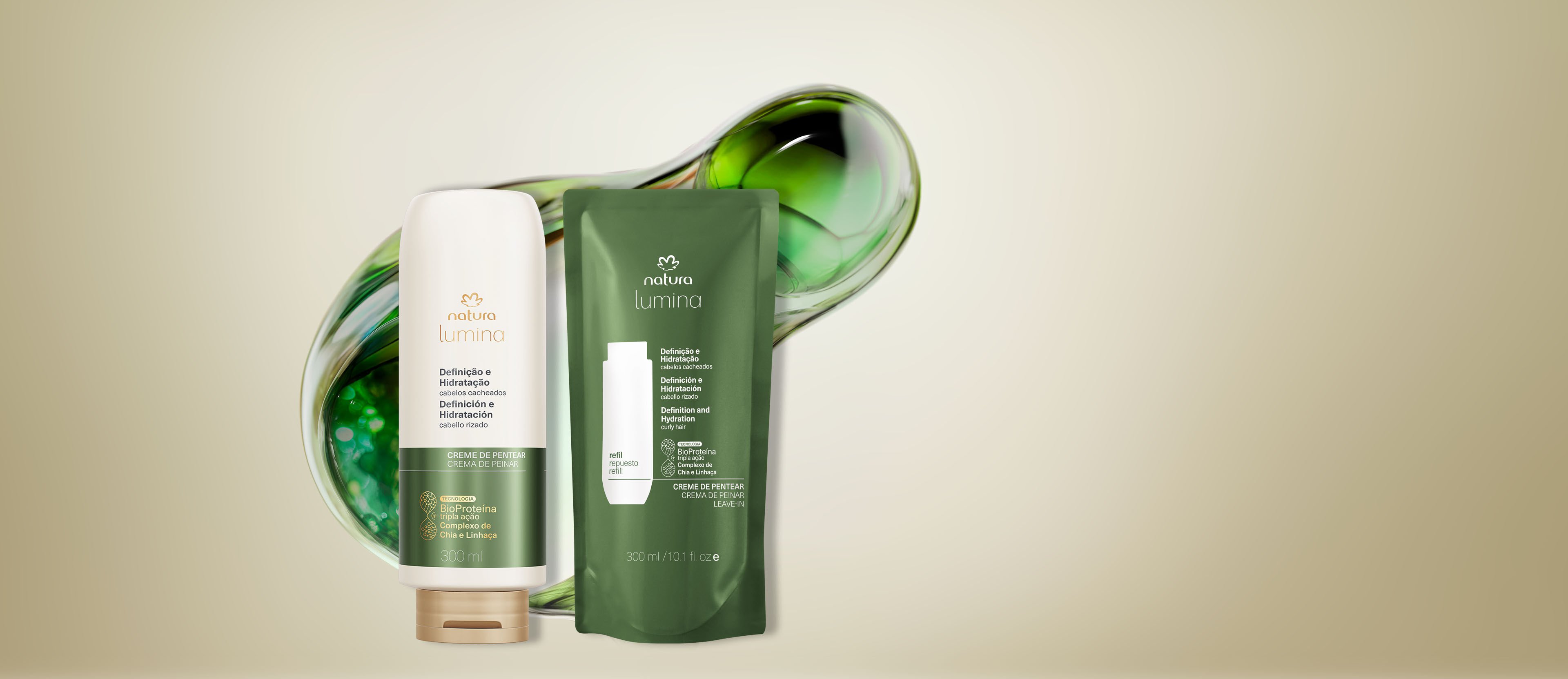 Kit Creme de Pentear para Definição e Hidratação de Cabelos Cacheados com Refil