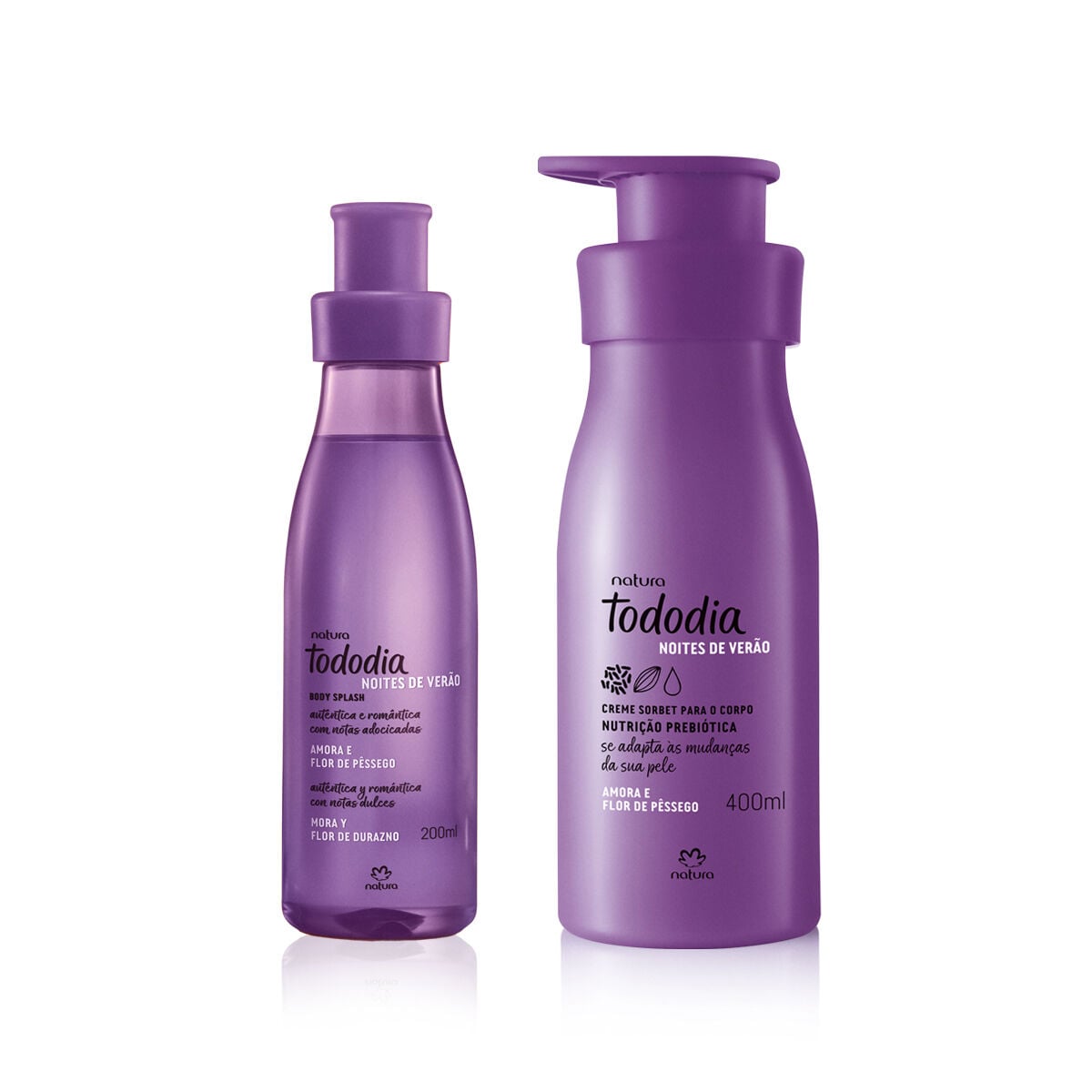 Kit Creme Sorbet Desodorante Nutritivo para O Corpo e Body Splash Tododia Amora e Flor de Pessego