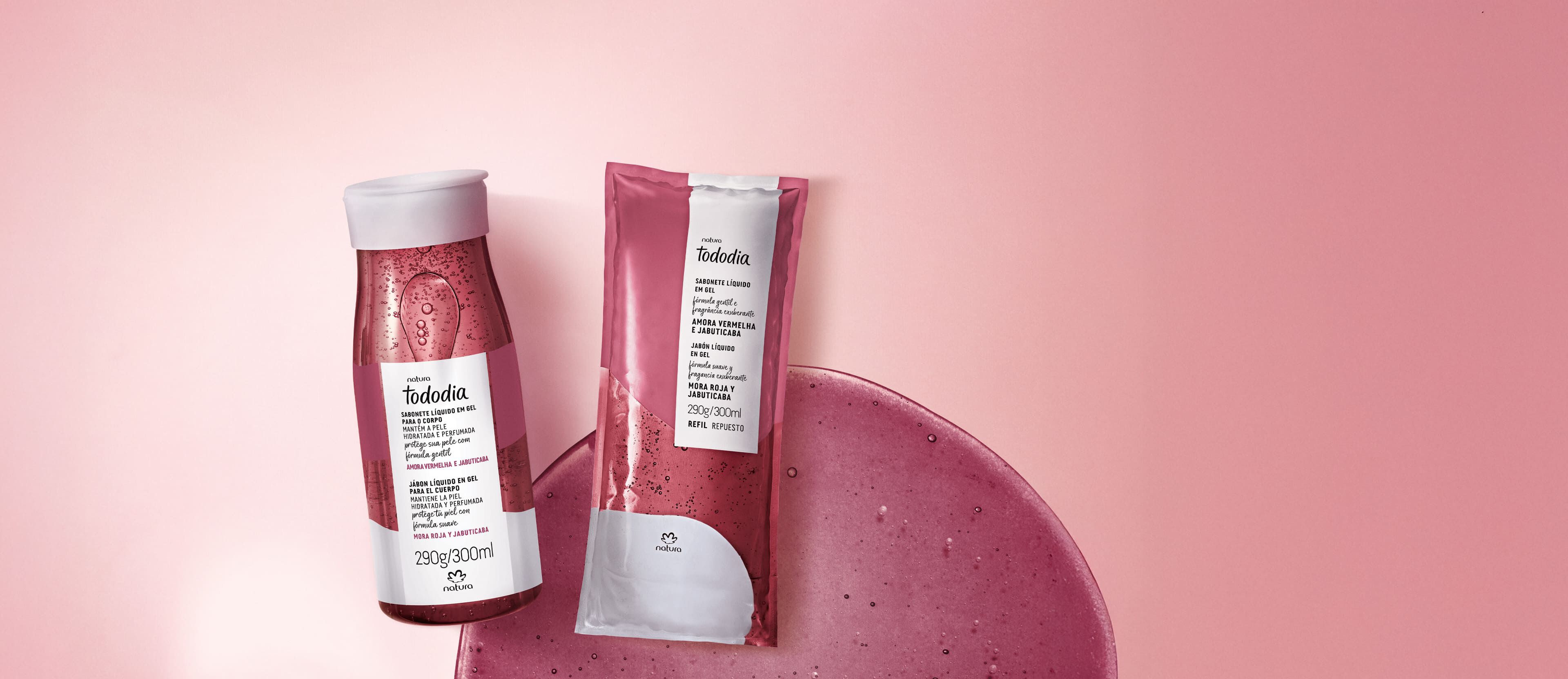 Kit Sabonete Líquido Gel Tododia Amora Vermelha e Jabuticaba com Refil (2 produtos)