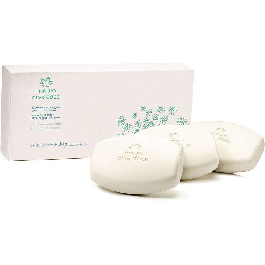 Jabón Puro Vegetal Cremoso Hierba Dulce 3 unidad De 90 G Cada