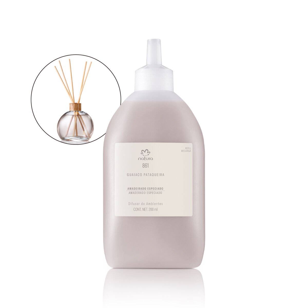 Refil Difusor Natura 861 Guaiaco Pataqueira 200 ml sem vareta