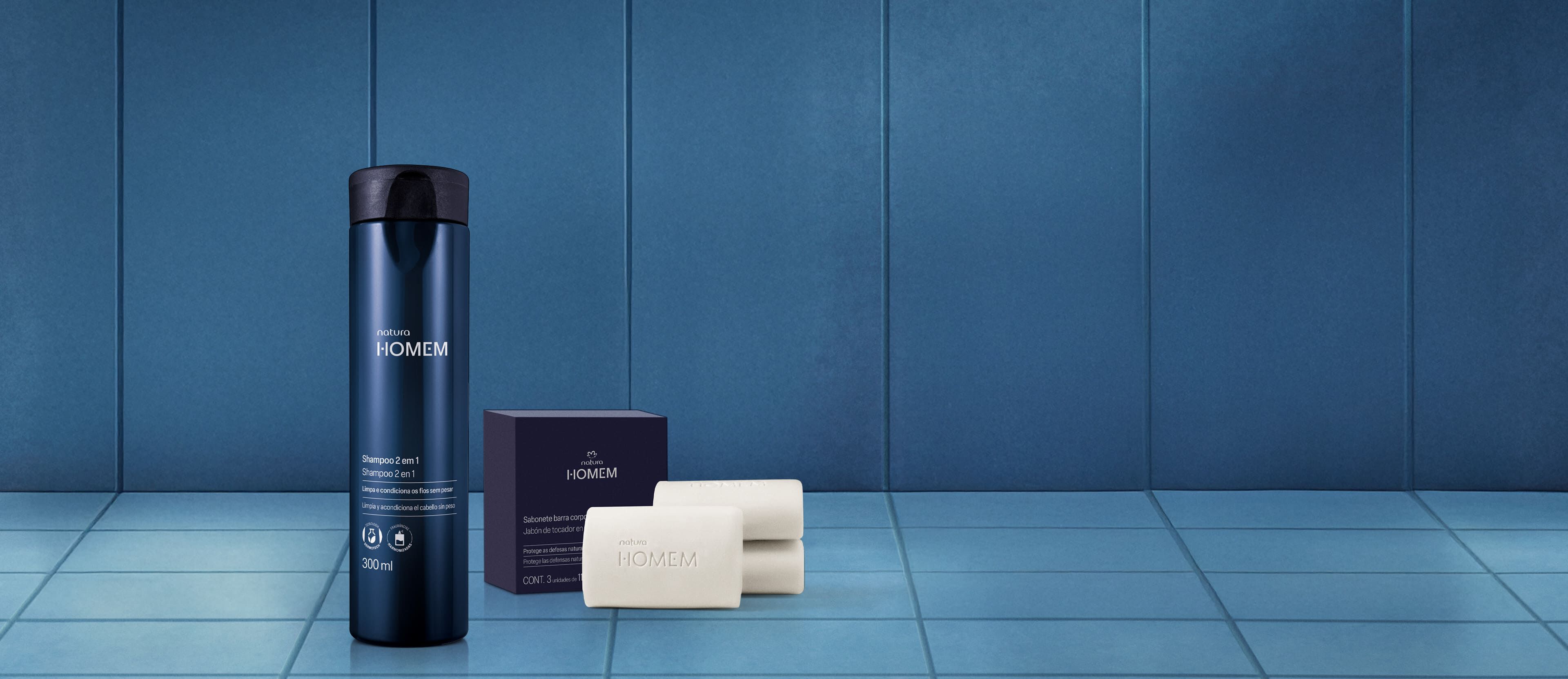 Kit Shampoo 2 em 1 e Sabonete Corpo e Barba Natura Homem (2 produtos)