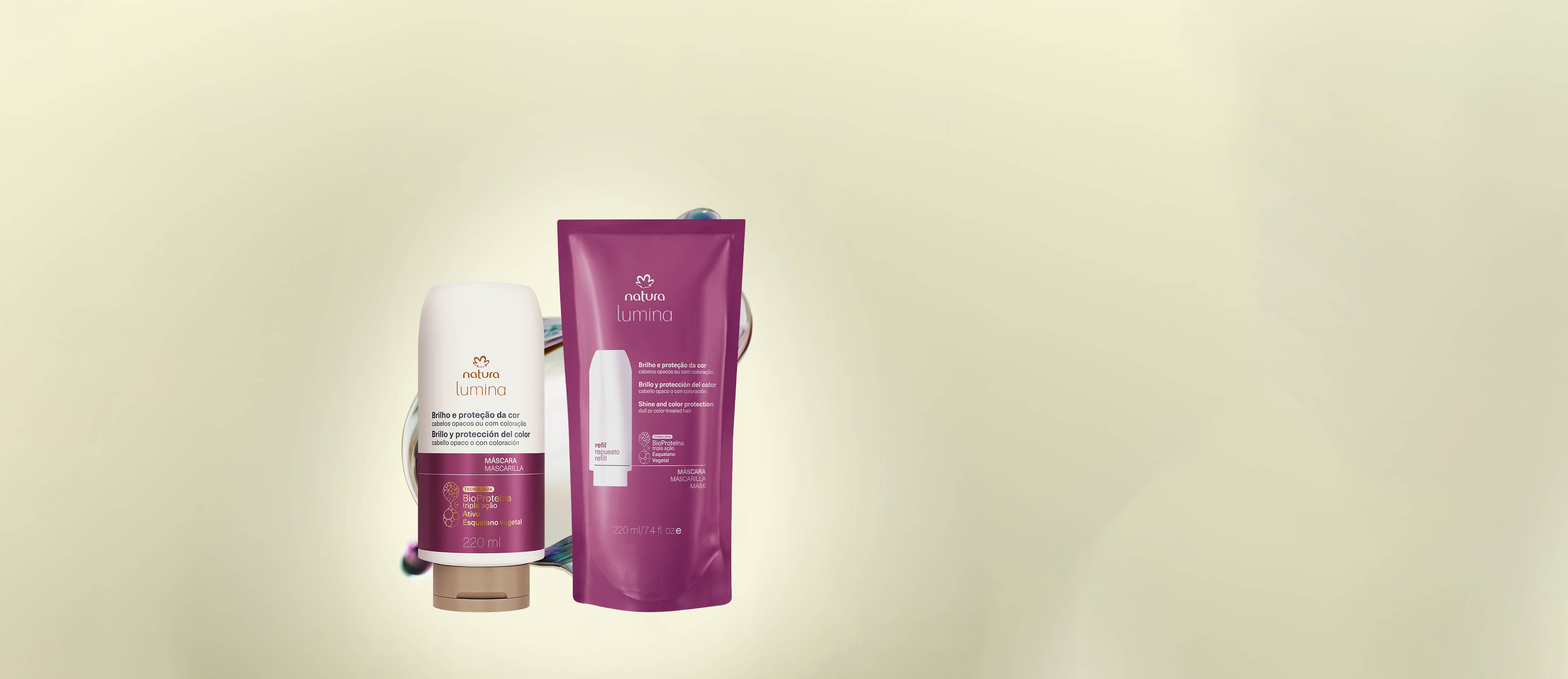 Kit Máscara com Refil Lumina Brilho e Proteção da Cor