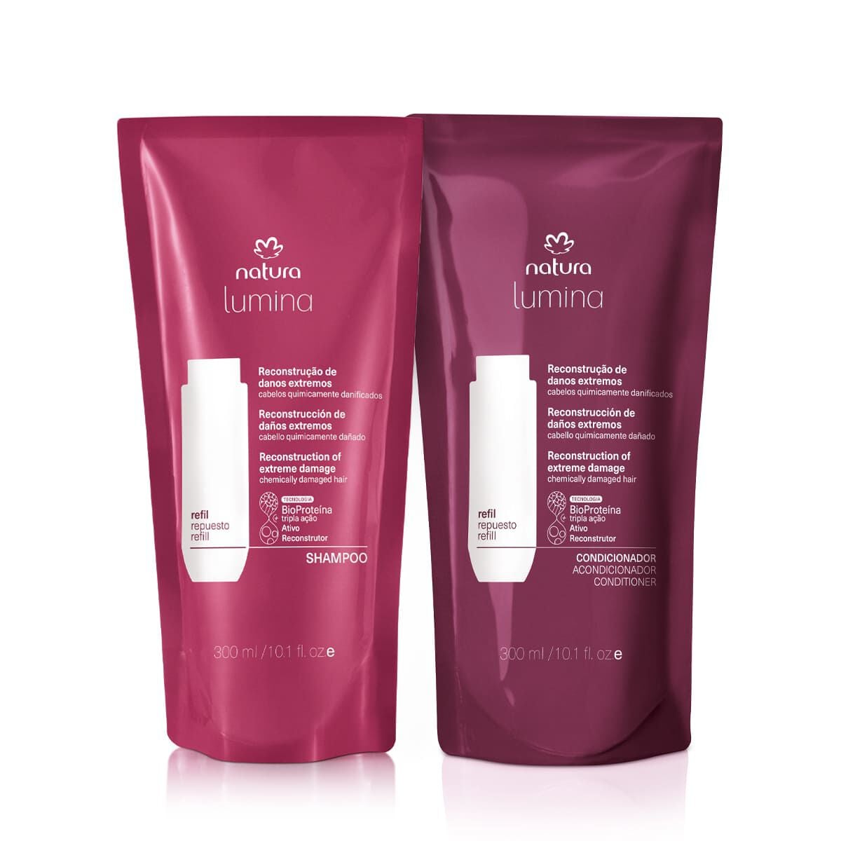 Kit Refis Shampoo e Condicionador Lumina Reconstrução de Danos Extremos
  