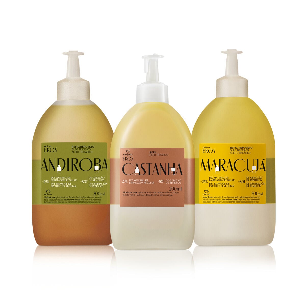Kit Refil Natura Ekos Óleo Trifasico Corporal (3 Produtos)