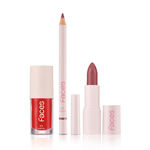 Kit Batom e Lápis Labial Cookie Nude e Gloss Red Vibe Faces (3 produtos)