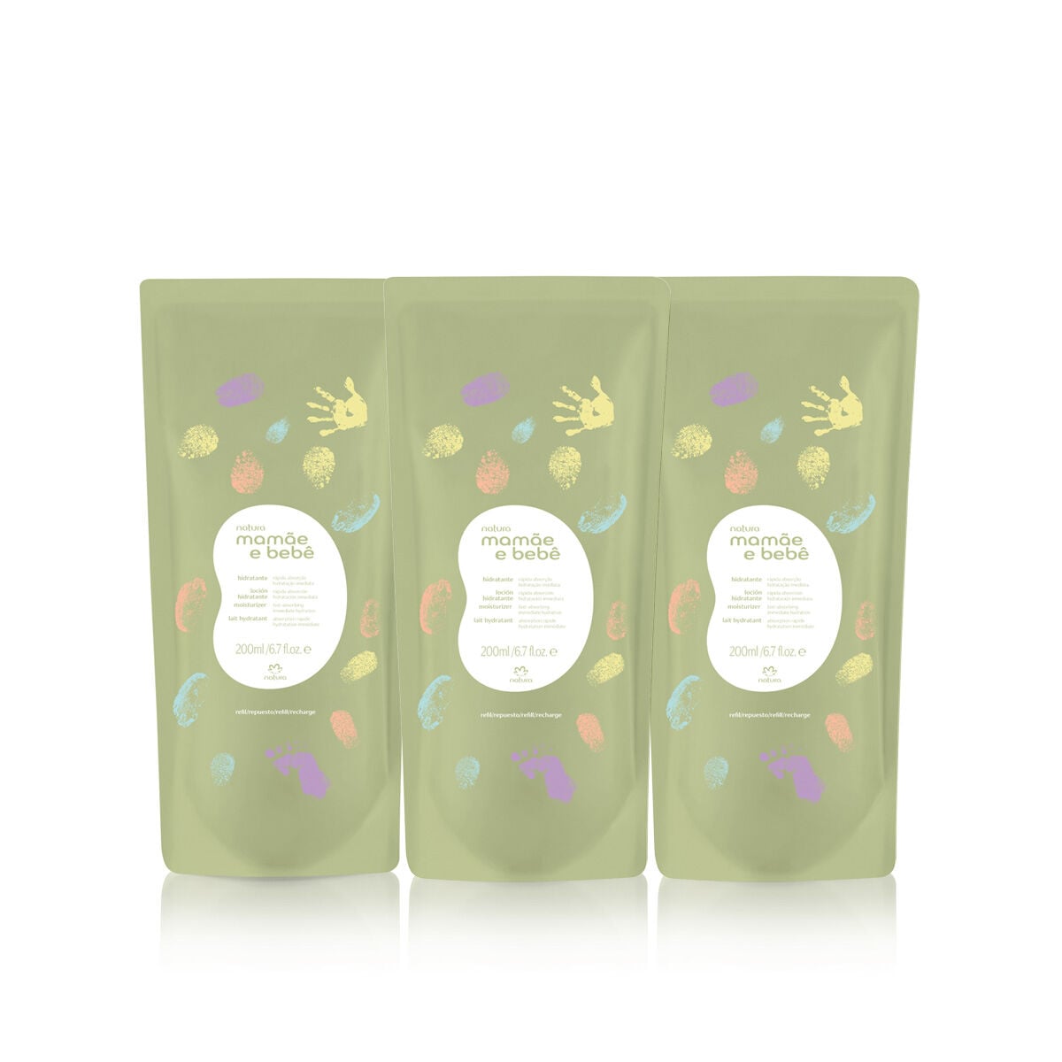 Kit Trio de Refis Hidratantes Mamae e Bebê