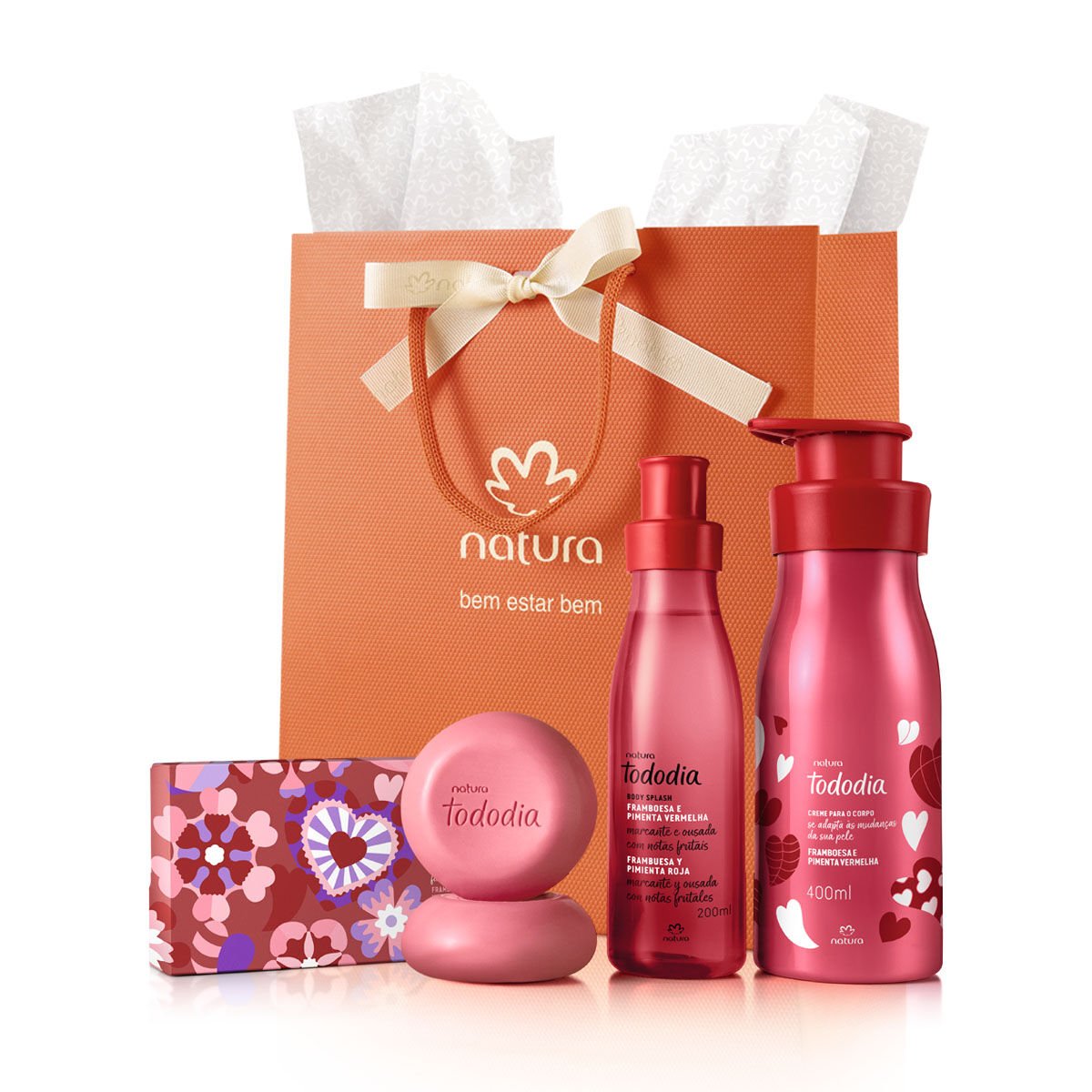 Presente Dia dos Namorados  Banho, hidratação e Perfumação Natura Tododia Framboesa e Pime...
