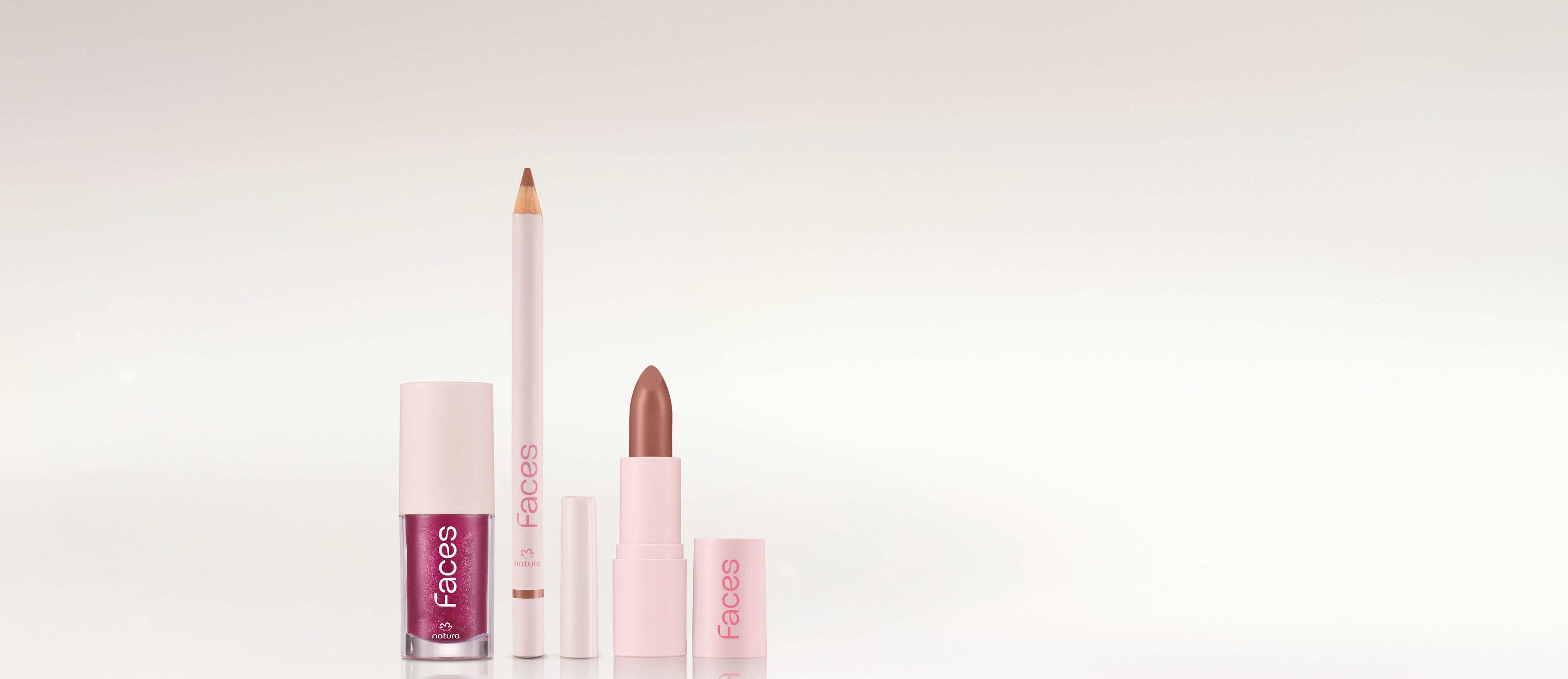 Kit Batom e Lápis Hey Honey e Gloss Malva Vibe Faces (3 produtos)