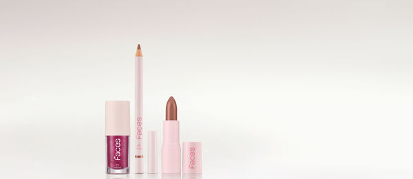 Kit Batom e Lápis Hey Honey e Gloss Malva Vibe Faces (3 produtos)