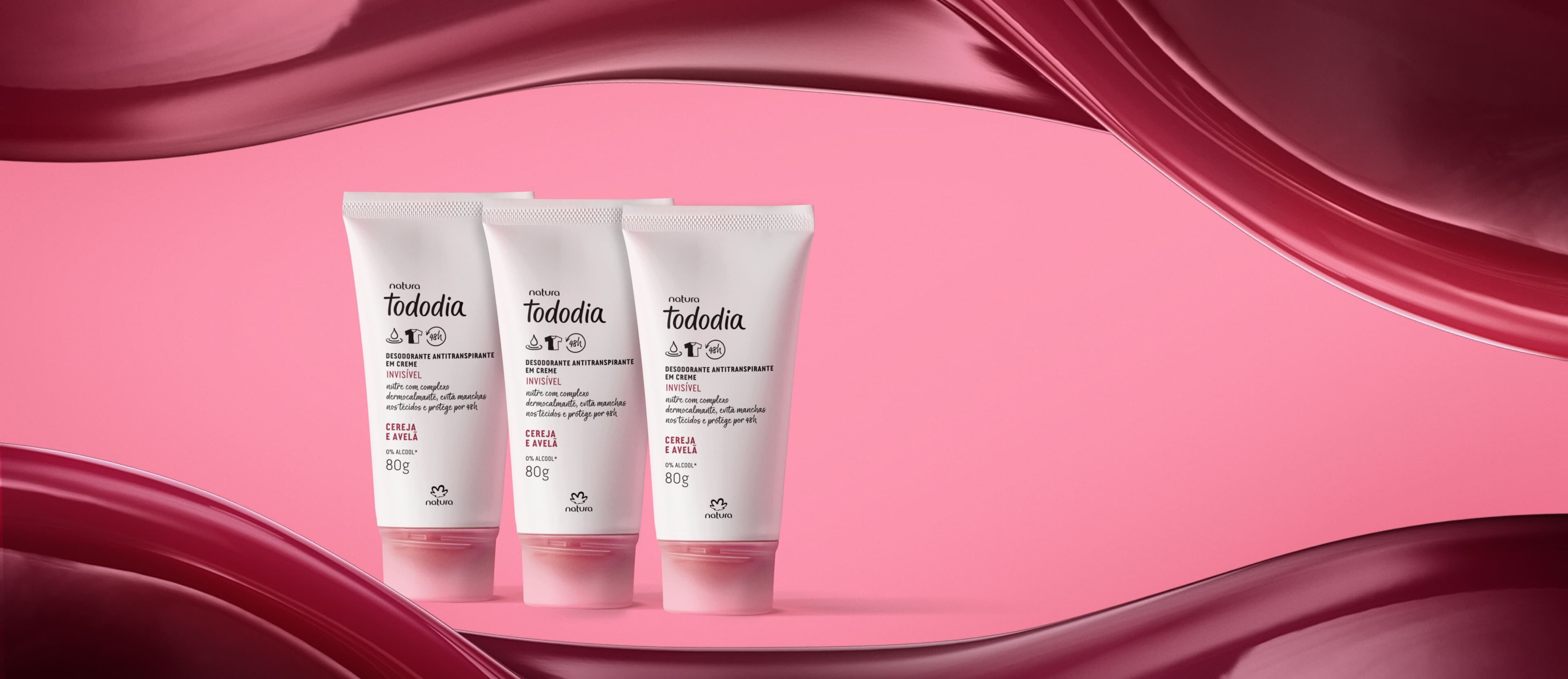 Kit Desodorante Antitranspirante em Creme Tododia Cereja e Avelã (3 unidades)