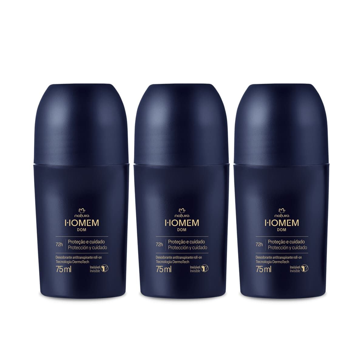 Kit Desodorante Antitranspirante Roll On Natura Homem Dom (3 Unidades)
